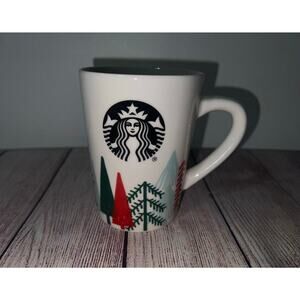Starbucks Winter Christmas Pine Trees 14 FL Oz. Ceramic Coffee Tea Mug Cup